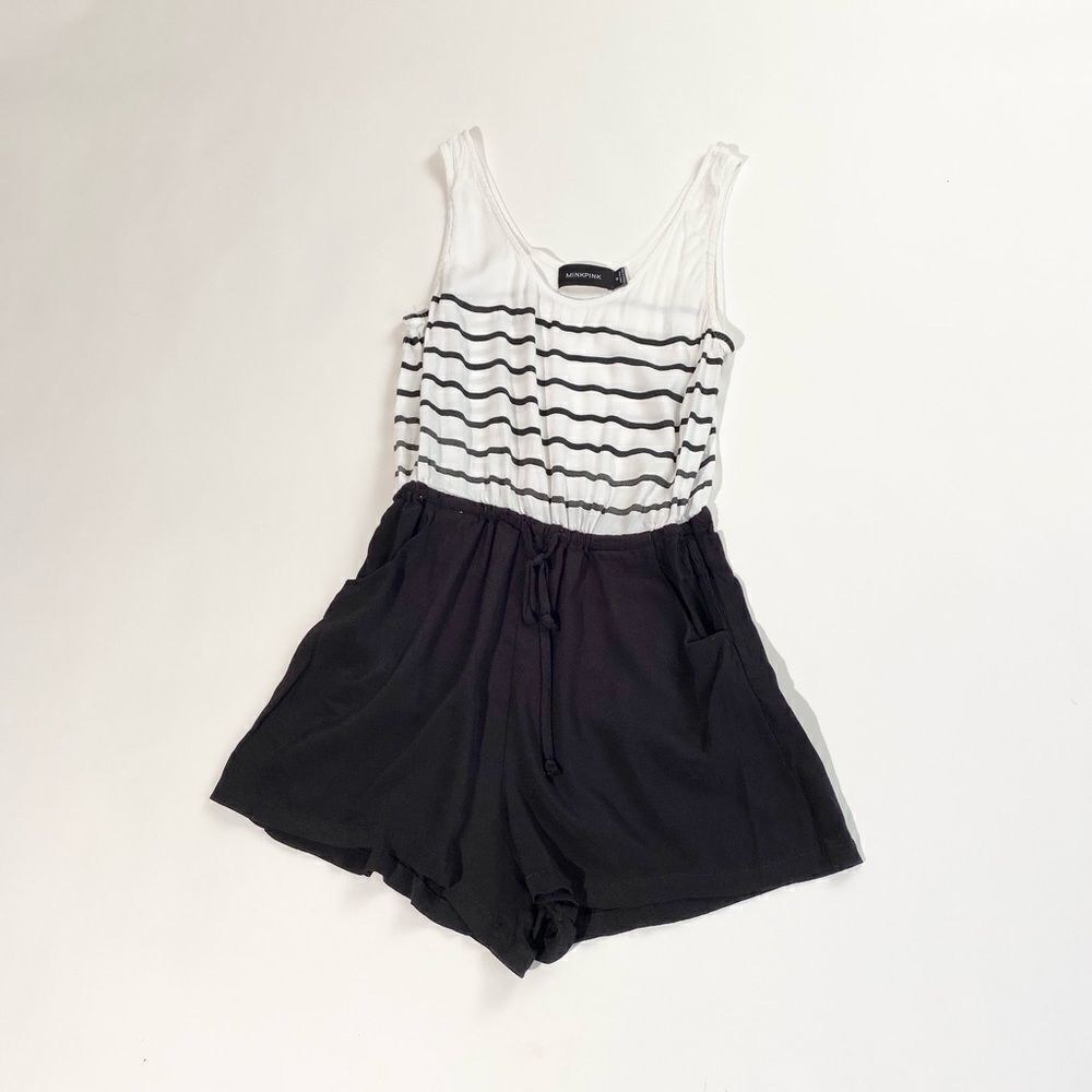 MINKPINK black stripe tank romper M